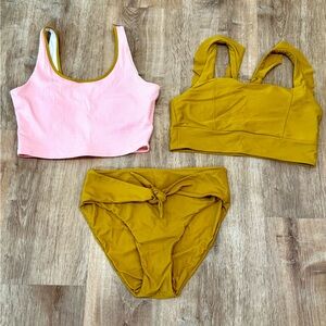 June Loop Pink and Mustard Bikini 3 piece Set